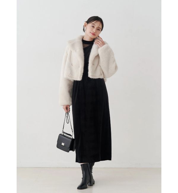 MERCURYDUO「テーラードカラーフェイクファーショートコート」|その他|