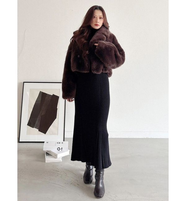 MERCURYDUO「テーラードカラーフェイクファーショートコート」|その他|