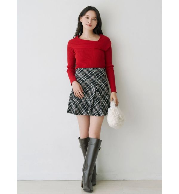 MERCURYDUO「アシメドレープコンパクトニット」|ニット・セーター|