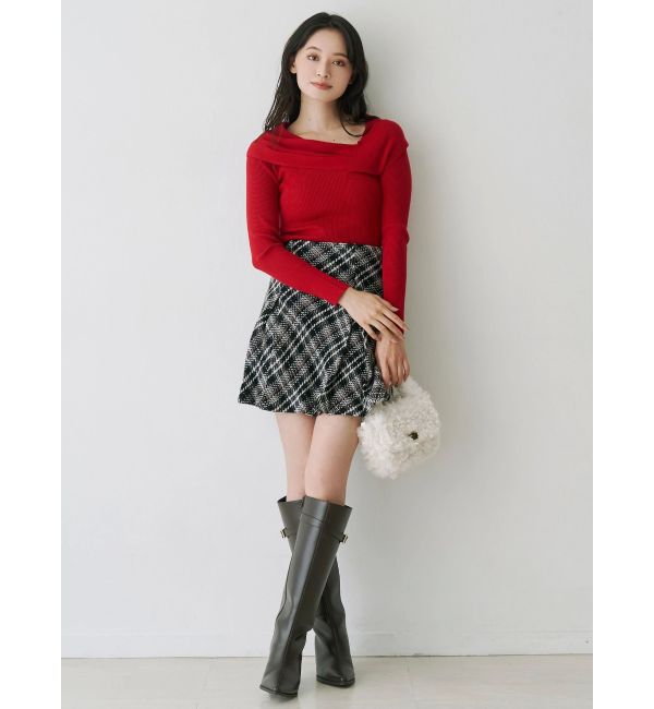 MERCURYDUO「アシメドレープコンパクトニット」|ニット・セーター|