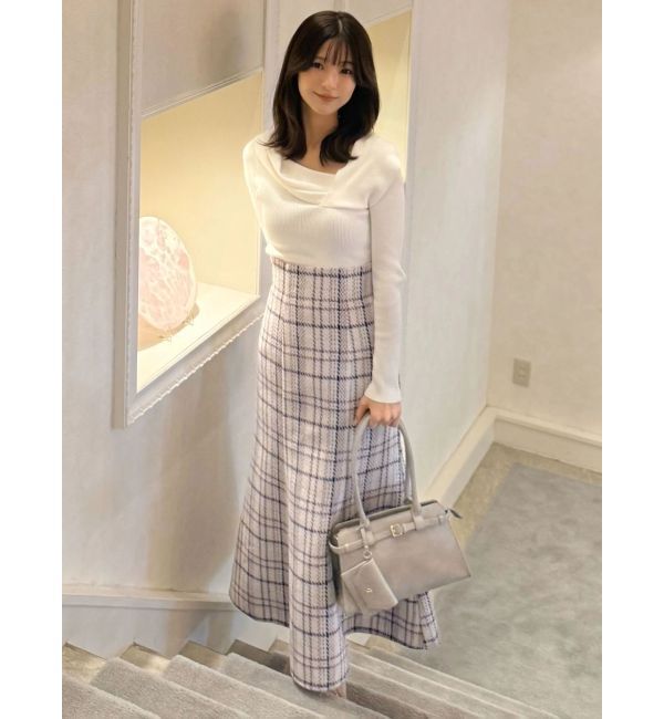 MERCURYDUO「アシメドレープコンパクトニット」|ニット・セーター|