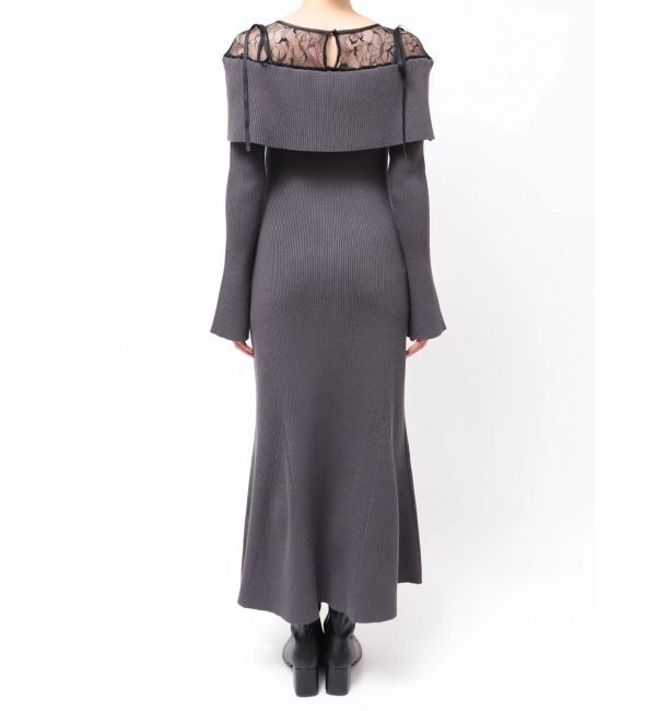 MERCURYDUO「レース切替オフショルニットワンピース」|ワンピース|