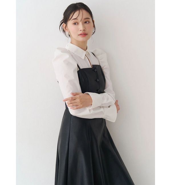 MERCURYDUO「アシメビスチェドッキングパワショルシャツワンピース」|ワンピース|