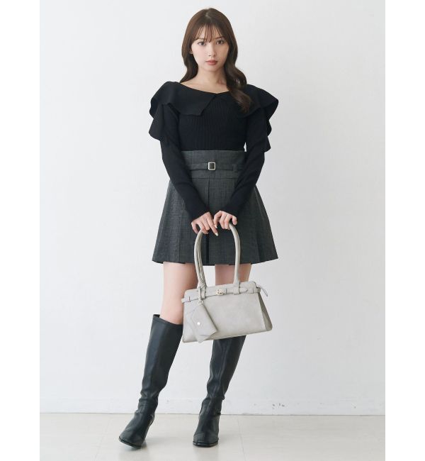 MERCURYDUO「ベルト付きチェックプリーツミニスカパン」|スカート|