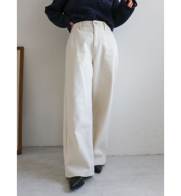 Ungrid「【WEB限定】ボタンデザインハイウエストストレートデニム」|デニム|