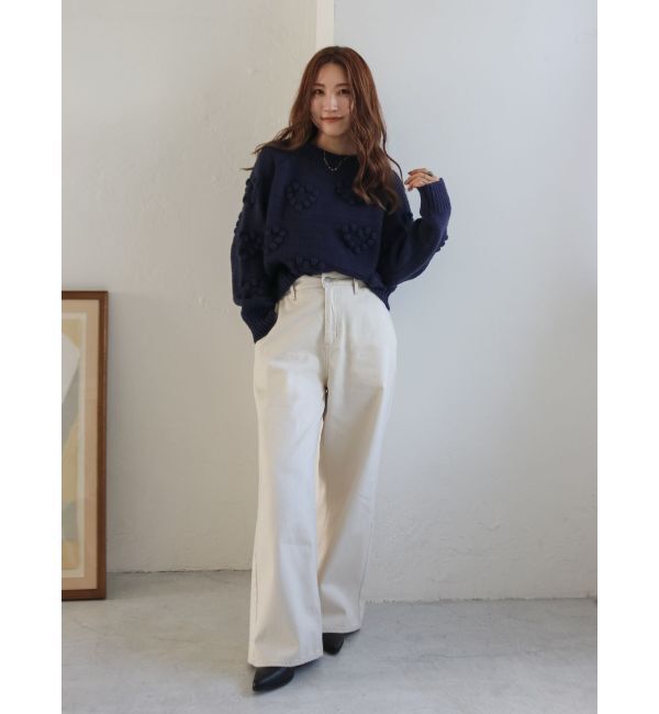 Ungrid「【WEB限定】ボタンデザインハイウエストストレートデニム」|デニム|