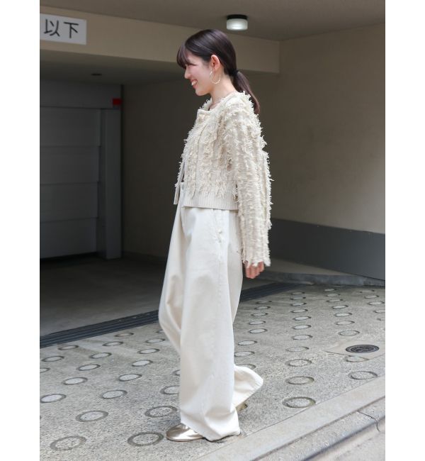 Ungrid「【WEB限定】ボタンデザインハイウエストストレートデニム」|デニム|