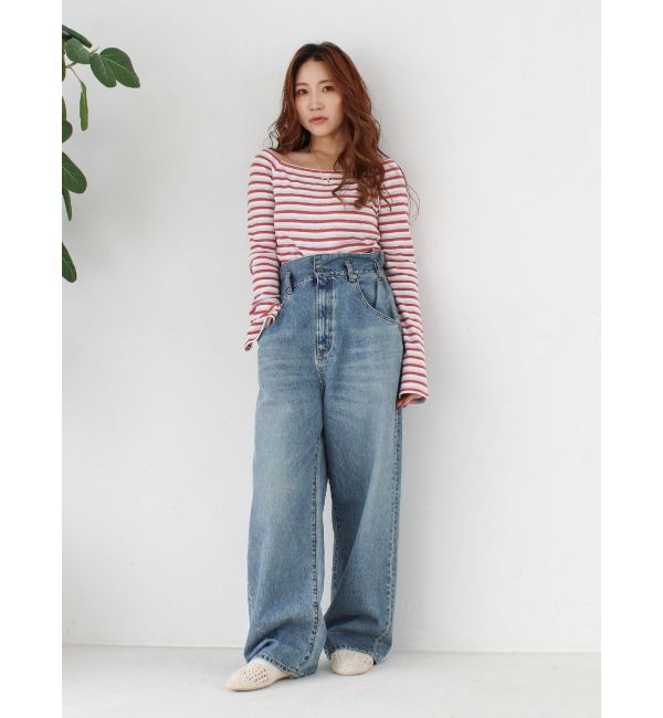 Ungrid「【WEB限定】オフショルダーボーダーロングスリーブTee」|Tシャツ・カットソー|