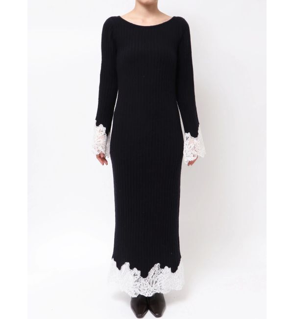 LAGUNAMOON「レースドッキングリブニットワンピース」|ワンピース|