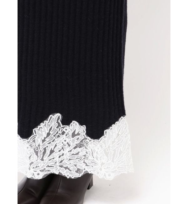 LAGUNAMOON「レースドッキングリブニットワンピース」|ワンピース|