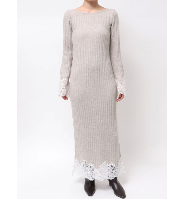 LAGUNAMOON「レースドッキングリブニットワンピース」|ワンピース|