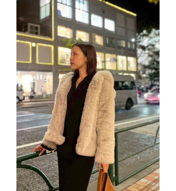 LAGUNAMOON「フェイクファーフーディコート」|その他|