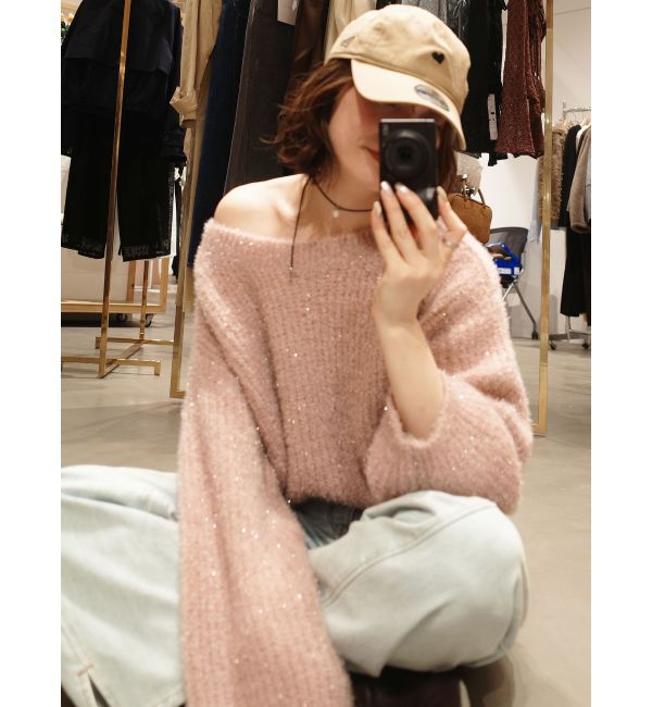 LAGUNAMOON「バックデザインファーラメニットプルオーバー」|ニット・セーター|