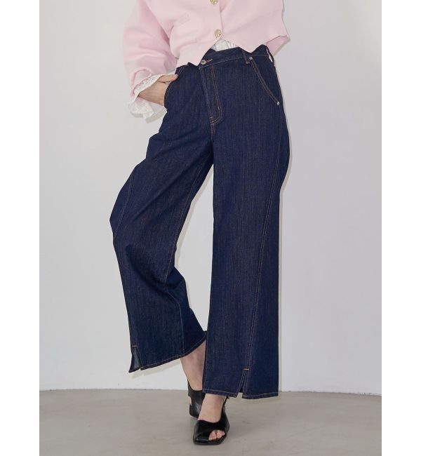 LAGUNAMOON「ワイドフレアデニムパンツ」|デニム|インディゴ