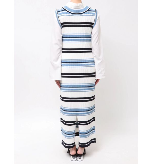 LAGUNAMOON「シャツレイヤードボーダーニットワンピース」|ワンピース|