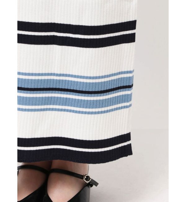 LAGUNAMOON「シャツレイヤードボーダーニットワンピース」|ワンピース|