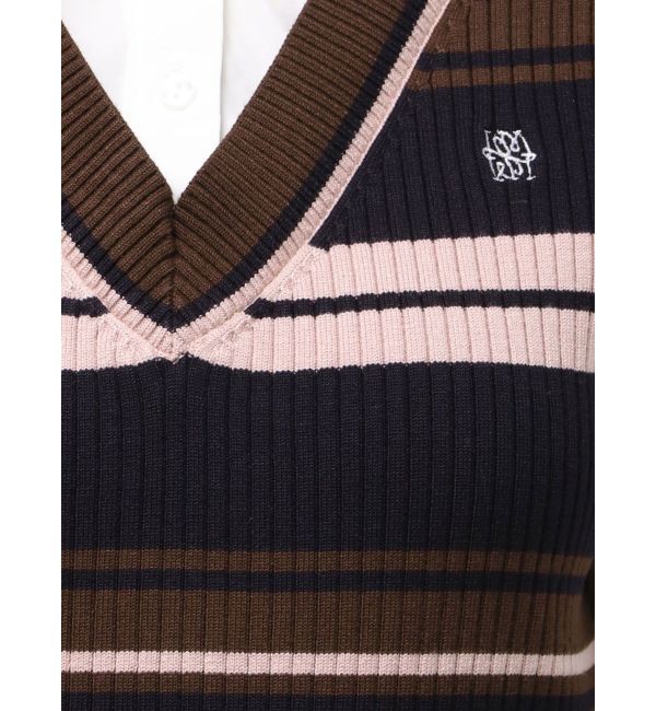 LAGUNAMOON「シャツレイヤードボーダーニットワンピース」|ワンピース|