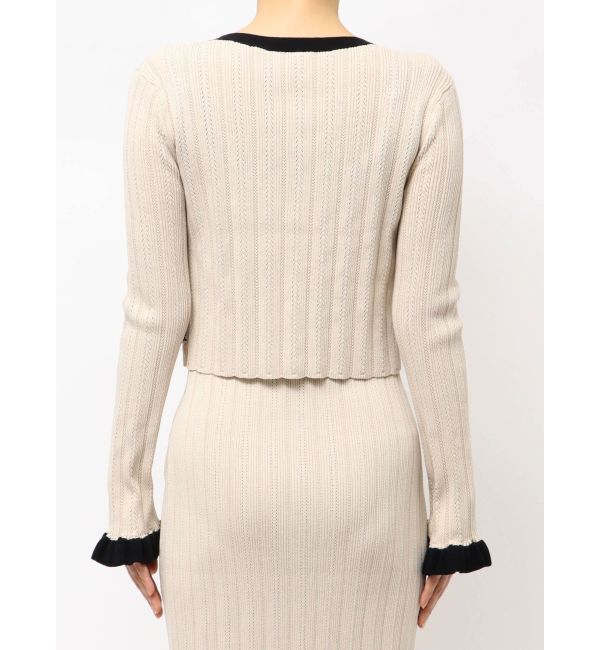 LAGUNAMOON「【FILA別注】ドライタッチバイカラーフリルデザインニットカーディガン」|カーディガン|