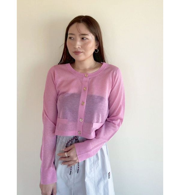LAGUNAMOON「メタルボタンシアーニットカーディガン」|カーディガン|