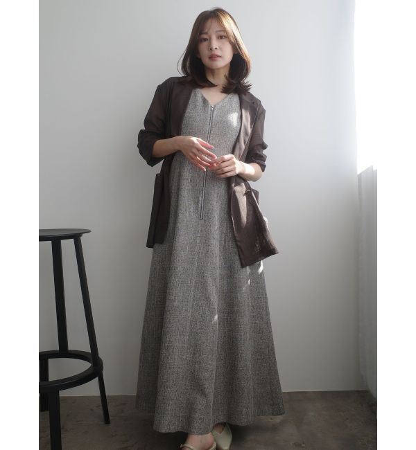 LAGUNAMOON「フロントZIPミックスカラーワンピース」|ワンピース|