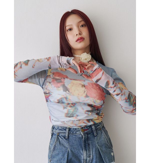 jouetie「フラワーパターンシアートップス」|Tシャツ・カットソー|