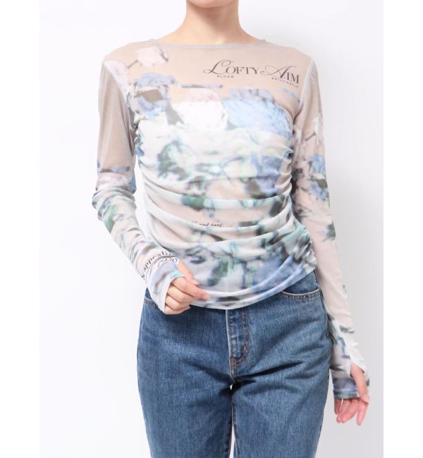 jouetie「フラワーパターンシアートップス」|Tシャツ・カットソー|