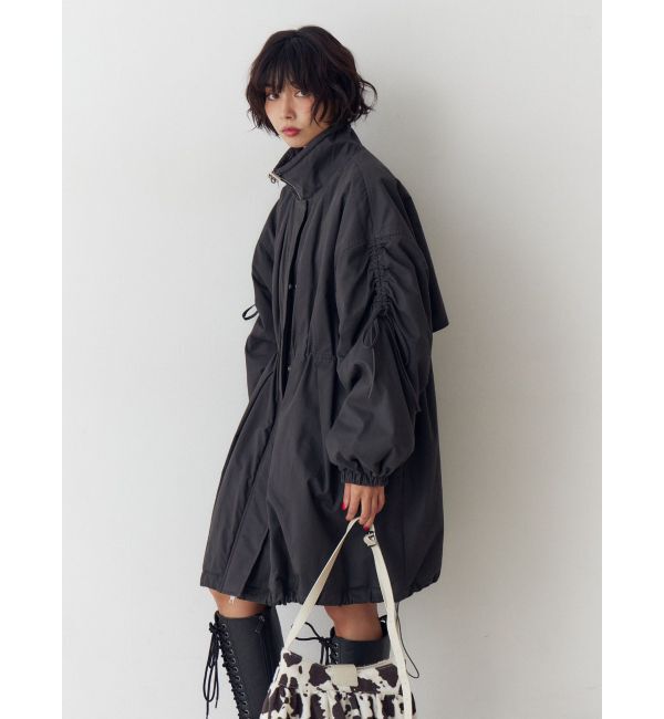 jouetie「ギャザーリボンモッズコート」|ミリタリー・モッズコート|ブラック
