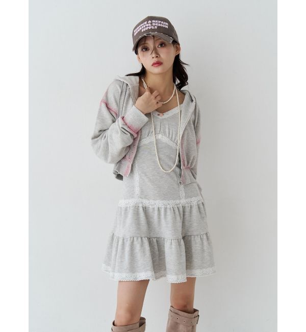 jouetie「レースドッキングスウェットキャミワンピース」|ワンピース|