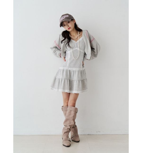 jouetie「レースドッキングスウェットキャミワンピース」|ワンピース|