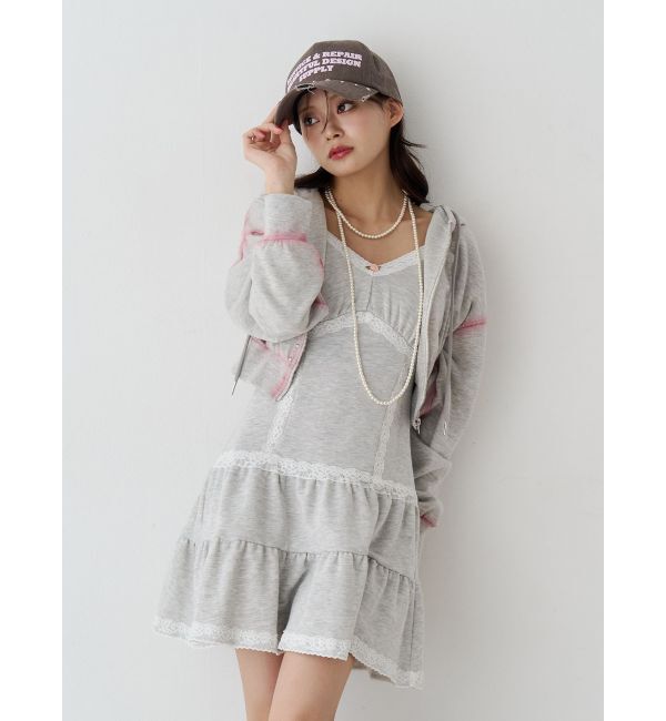 jouetie「レースドッキングスウェットキャミワンピース」|ワンピース|