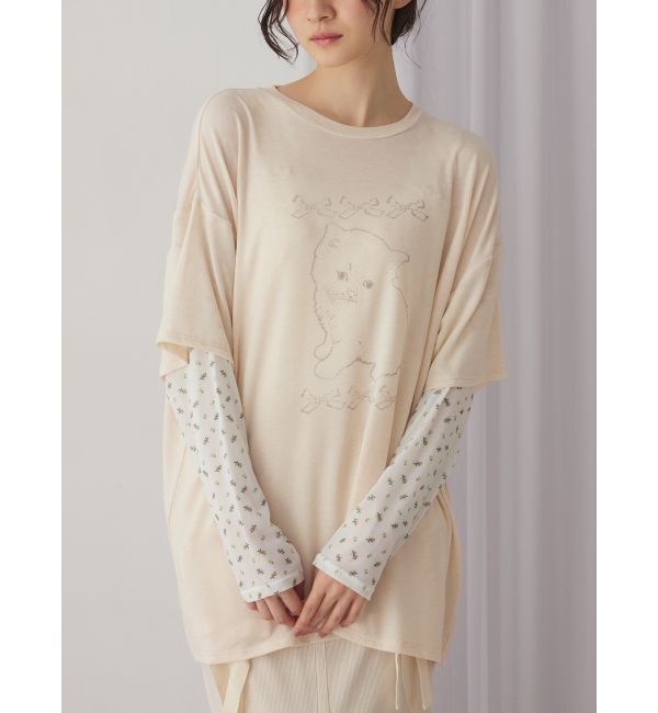 merry jenny「cat ribbonレイヤードロンT」|Tシャツ・カットソー|アイボリー