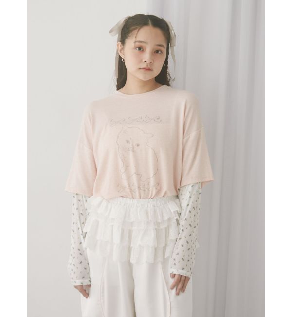 merry jenny「cat ribbonレイヤードロンT」|Tシャツ・カットソー|
