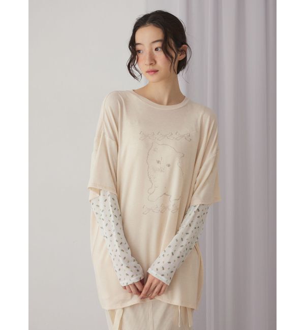 merry jenny「cat ribbonレイヤードロンT」|Tシャツ・カットソー|