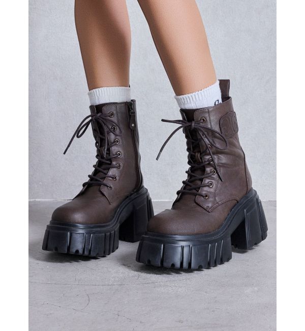 GYDA「Symmetry GYDAボリュームソールワークブーツ」|ショートブーツ|ブラウン