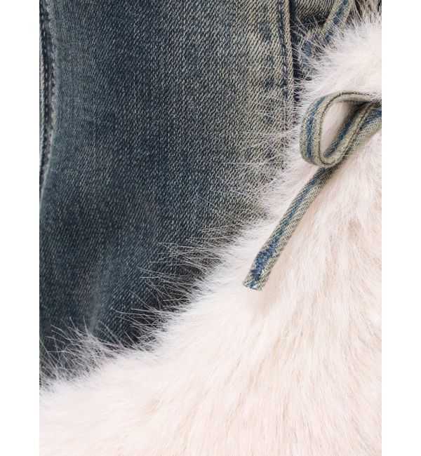 GYDA「ハイウエスト LEG 2WAY ECO FURサイドレースアップフレアデニムパンツ」|デニム|