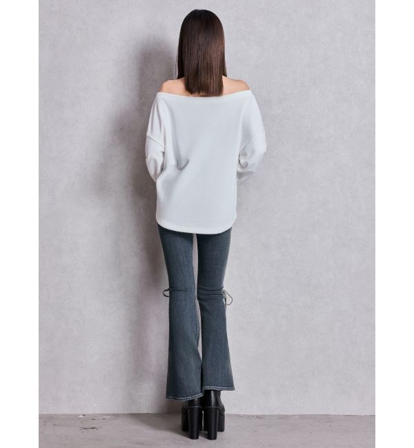 GYDA「ハイウエスト LEG 2WAY ECO FURサイドレースアップフレアデニムパンツ」|デニム|