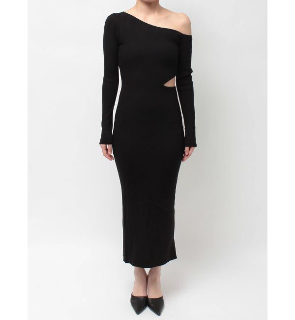 GYDA「GG CHAIN LEFT OPEN LONGニットワンピース」|ワンピース|