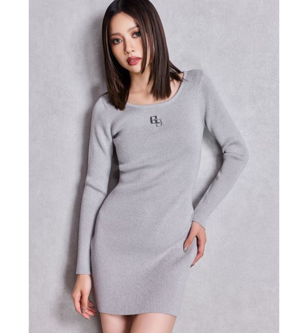 GYDA「GGプレート long sleeveニットワンピース」|ワンピース|シルバー