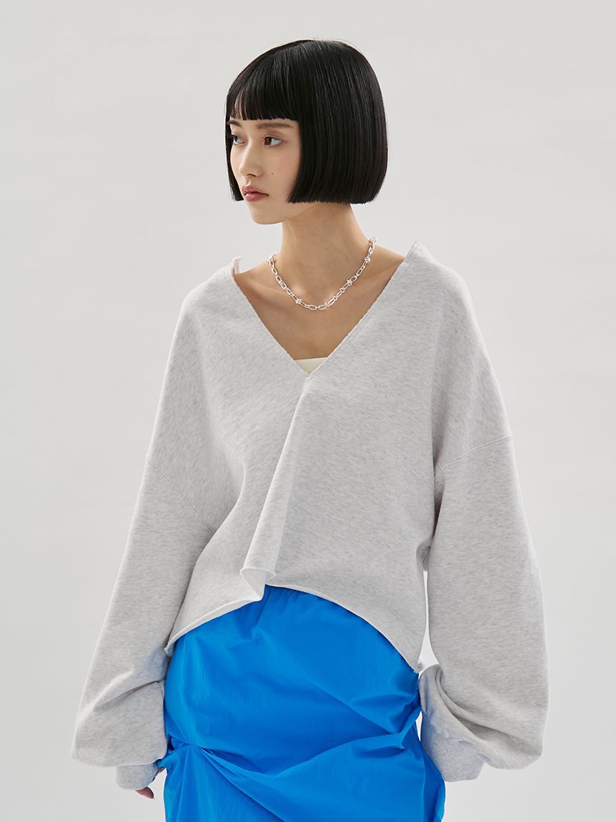 emmi atelier「Vネックスウェットプルオーバー【セットアップ対応】」|Tシャツ・カットソー|LGRY