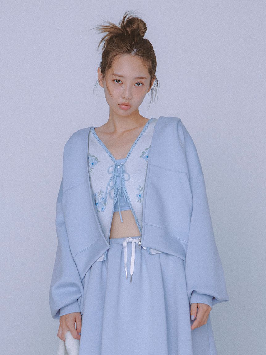 FURFUR「【WEB・一部店舗限定カラー】ロゴ刺繍ジップアップフーディー」|パーカー|SAX