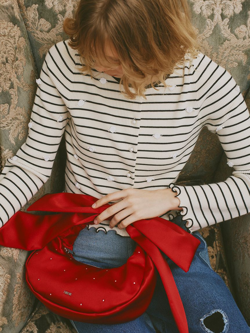 FURFUR「リボンハンドルサテンムーンバッグ」|ハンドバッグ|