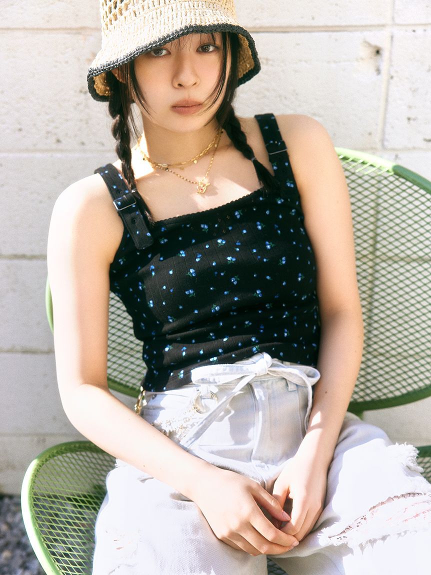 FURFUR「ミニフラワープリントタンクトップ」|タンクトップ|BLK