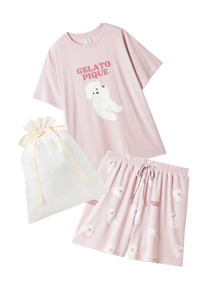 gelato pique「【ラッピング済み】ドッグワンポイントTシャツ&ショートパンツSET」|ルームウェア|