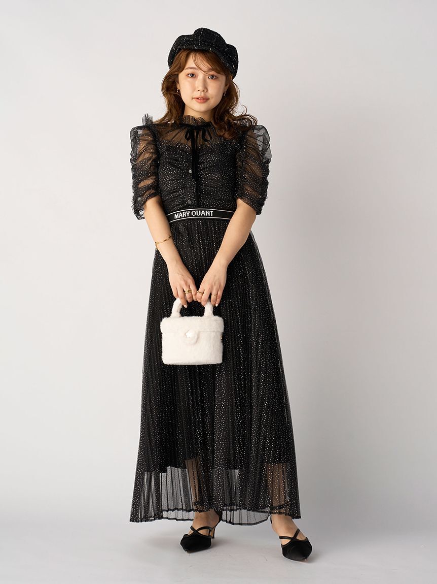 LILY BROWN「【LILY BROWN&times;MARY QUANT】ベルト付きドットチュールドレス」|ドレス|