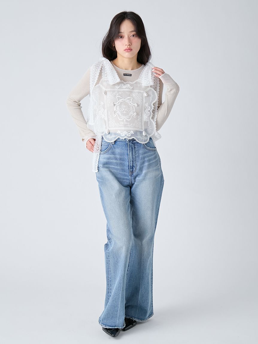 LILY BROWN「【WEB限定00サイズ】ストレッチセミフレアデニムパンツ」|デニム|