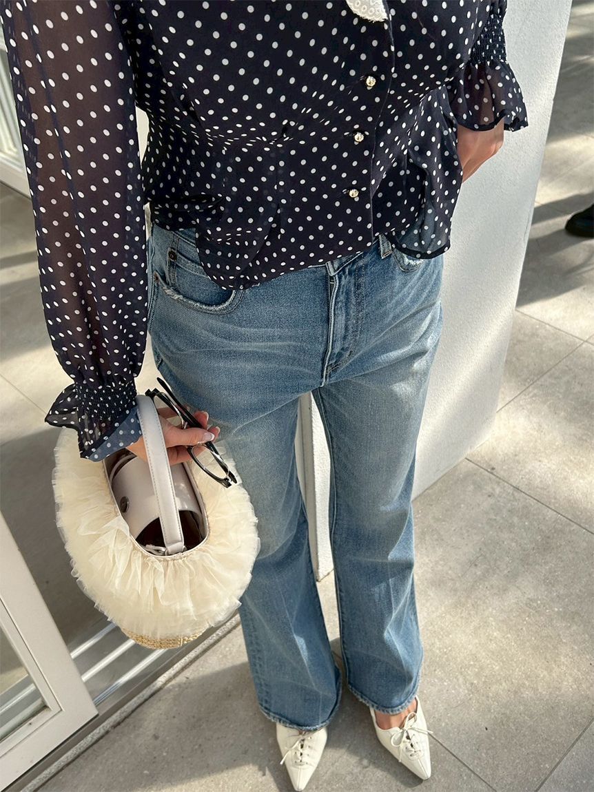 LILY BROWN「【WEB限定00サイズ】ストレッチセミフレアデニムパンツ」|デニム|