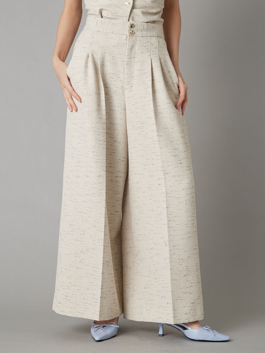 LILY BROWN「オーナメント釦2タックパンツ」|チノ|BEG