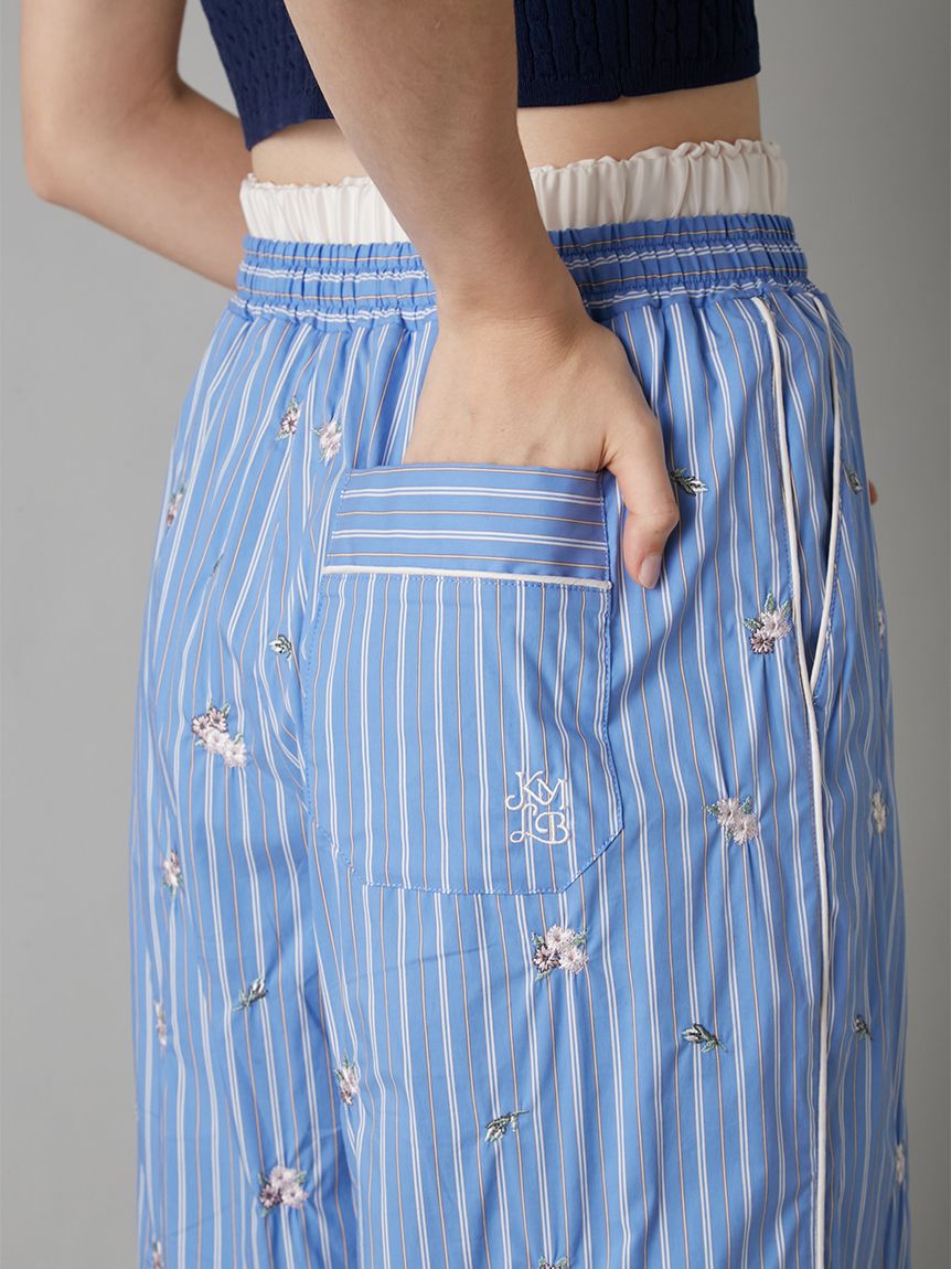 LILY BROWN「【LILY BROWN&times;KEITA MARUYAMA】レイヤードウエストストライプパンツ」|チノ|