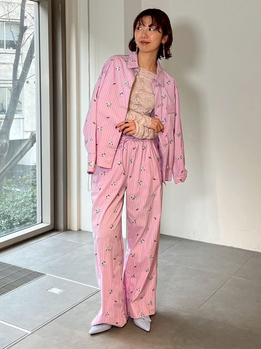 LILY BROWN「【LILY BROWN&times;KEITA MARUYAMA】レイヤードウエストストライプパンツ」|チノ|