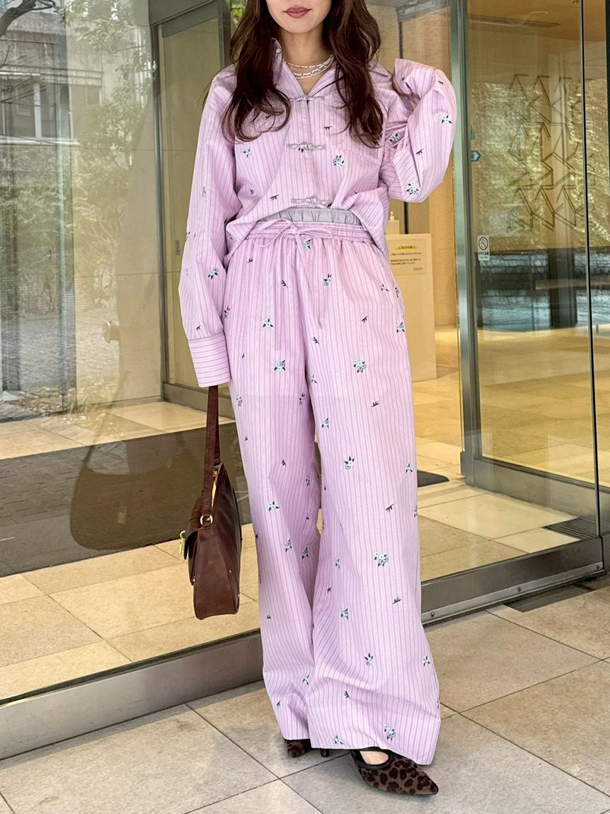 LILY BROWN「【LILY BROWN&times;KEITA MARUYAMA】レイヤードウエストストライプパンツ」|チノ|